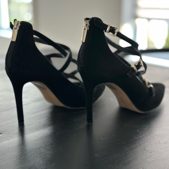 Vince Camuto Neddy Black Strappy Suede Stiletto Heels - Picture 5 of 5